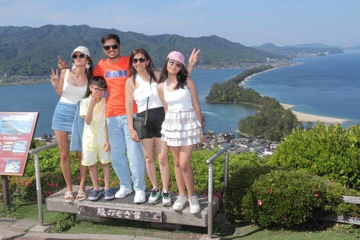 A Brew family group at a viewpoint in Japan